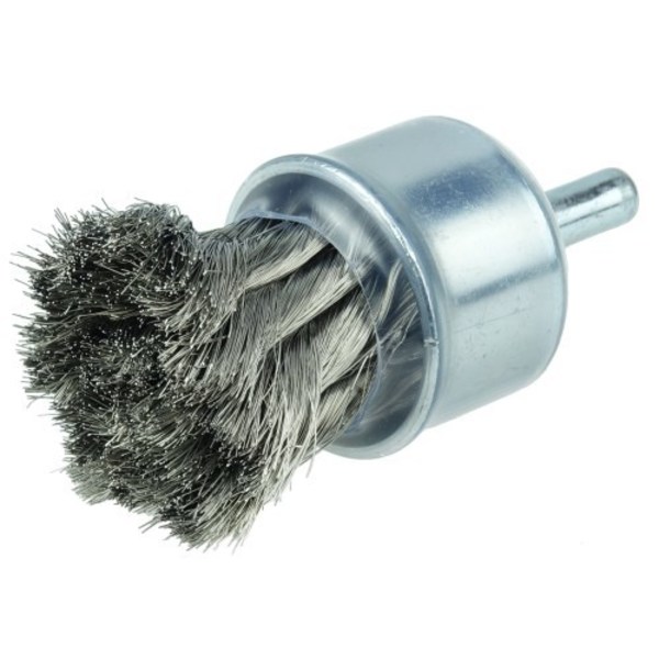 Weiler 1-1/8" Knot Wire End Brush, .006" Stainless Steel Fill 10142